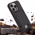 Case de silicona para iPhone 16 Pro Max con Porta Tarjetas y Correa Corta – Color Negro - Imagen 3