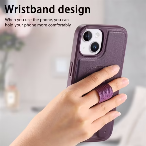 Case Magnética con Correa para iPhone 15 –Antigolpes – Color Morado - Imagen 4