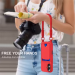 Case de silicona para iPhone 16 con Porta Tarjetas y Correa Corta – Rojo - Imagen 2