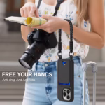 Case de silicona para iPhone 16 Pro Max con Porta Tarjetas y Correa Corta – Color Negro - Imagen 2