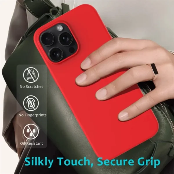 Case Anti-Drop Liquid Silicone para iPhone 16 Pro Max - Red