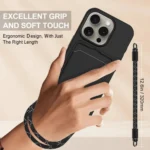 Case Liquid Silicone para iPhone 16 Pro Max con Holder y Correa - Black